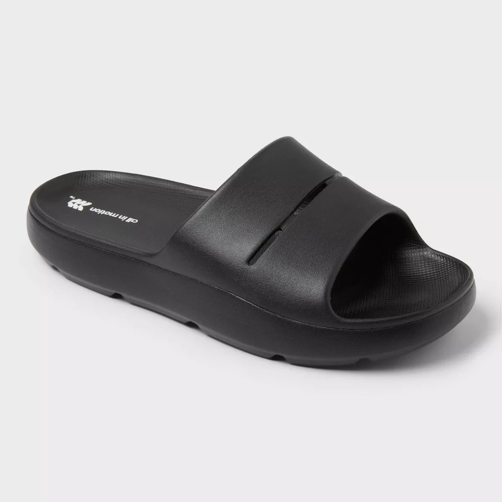 All In Motion Men's Archie Recovery Slides Black Size 10 New With Tags